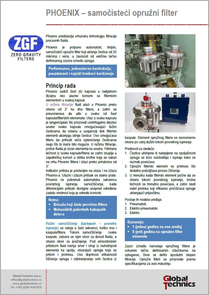 Phoenix i EZ Clean – Samočisteći opružni filteri